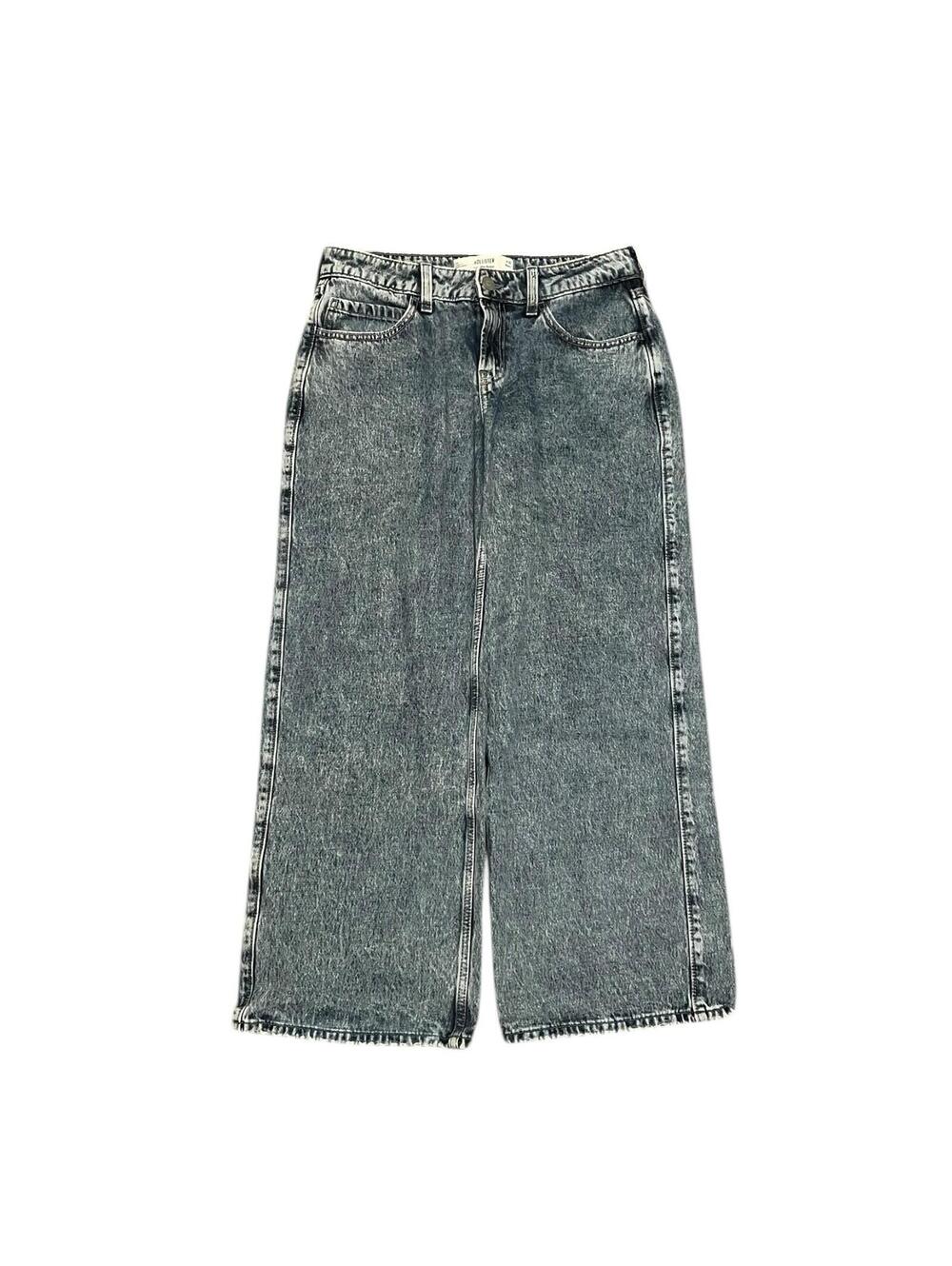 Hollister Low Rise Baggy Jeans Womens W28 Short Gray Wide Leg Denim